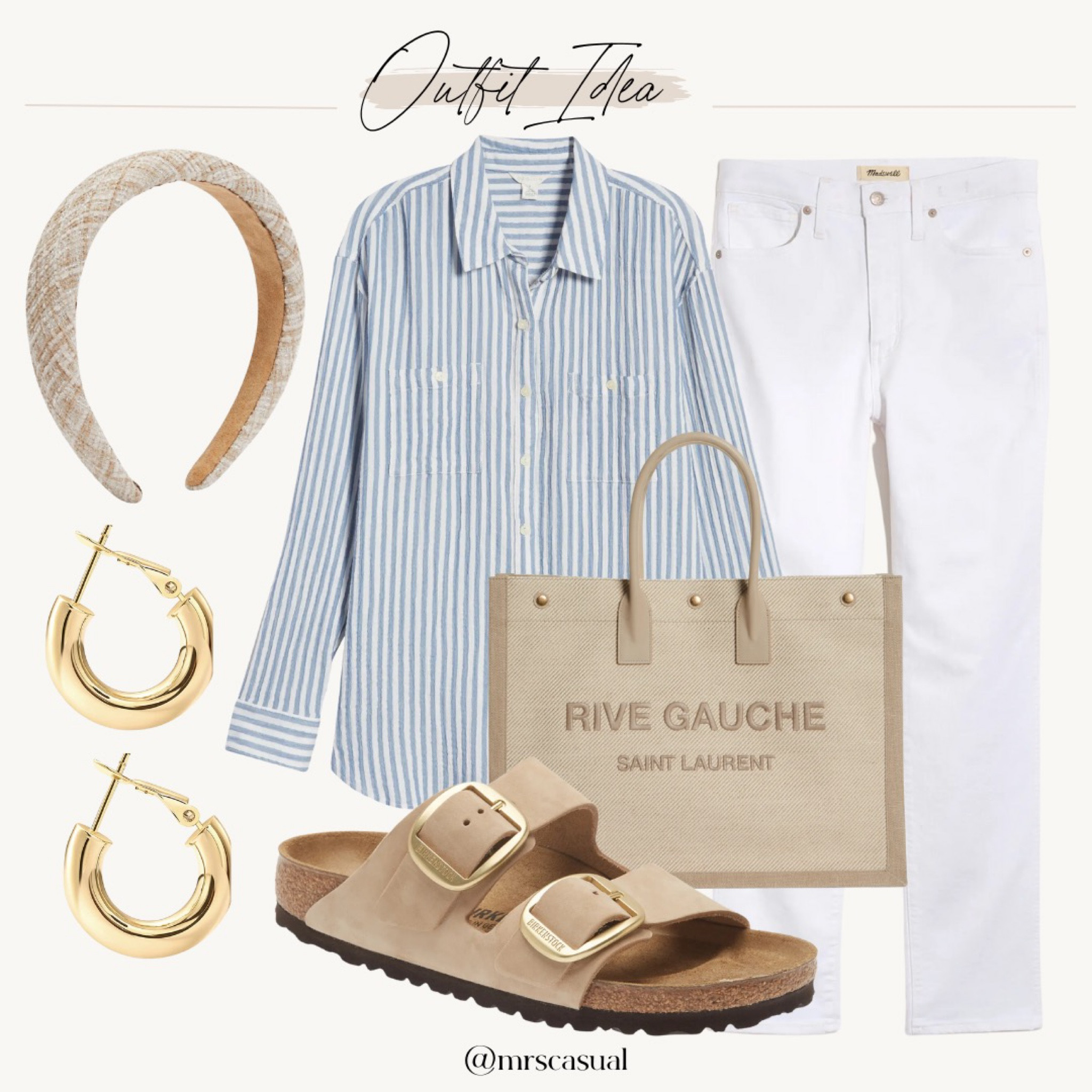 Love this striped blue and white casual spring summer outfit idea. Big buckle Birkenstocks 

#LTKFind #LTKunder100 #LTKunder50