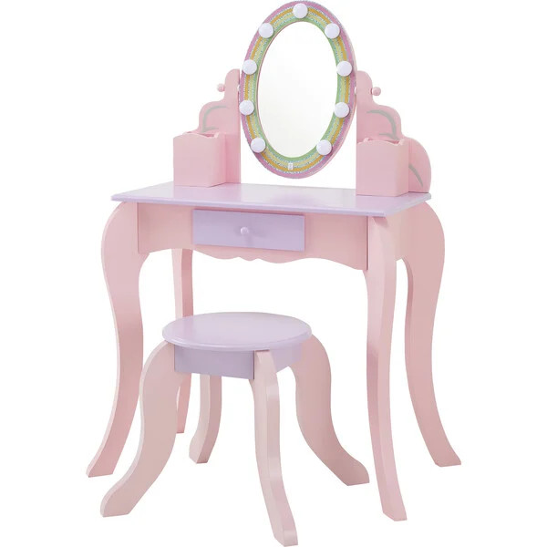 Little Princess Rapunzel Vanity with LED Illuminated Mirror | Maisonette