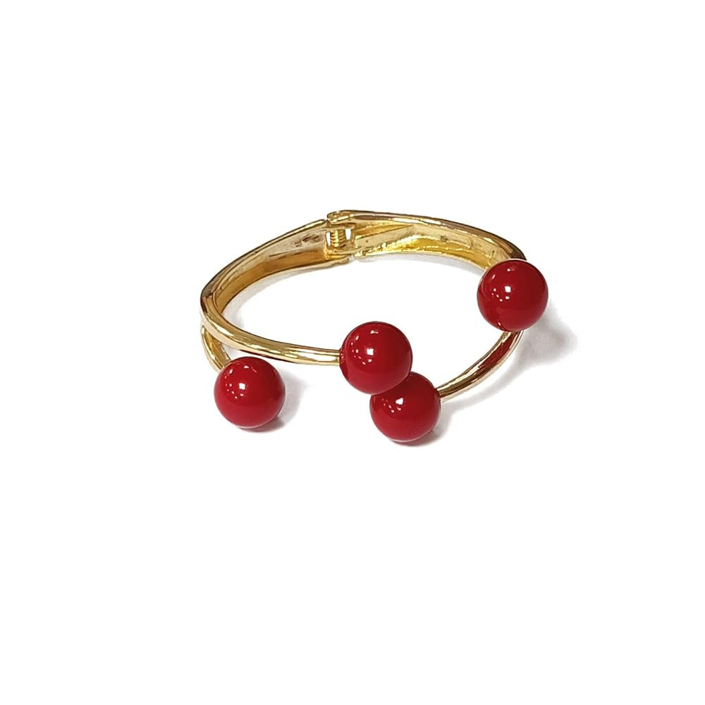 Caiyao 14K Plated Gold Big Pearl Clasp Cuff Bracelets Asymmetric Broadside Ball Handcuffs Wrist B... | Amazon (US)