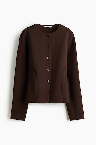 H & M - Collarless Scuba Blazer - Dark Brown | H&M (US + CA)