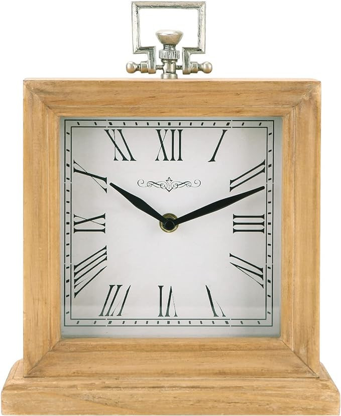 NIKKY HOME Large Table Clock, Rustic Desk Clocks Battery Operated Shelf Clock Silent Non-Ticking ... | Amazon (US)
