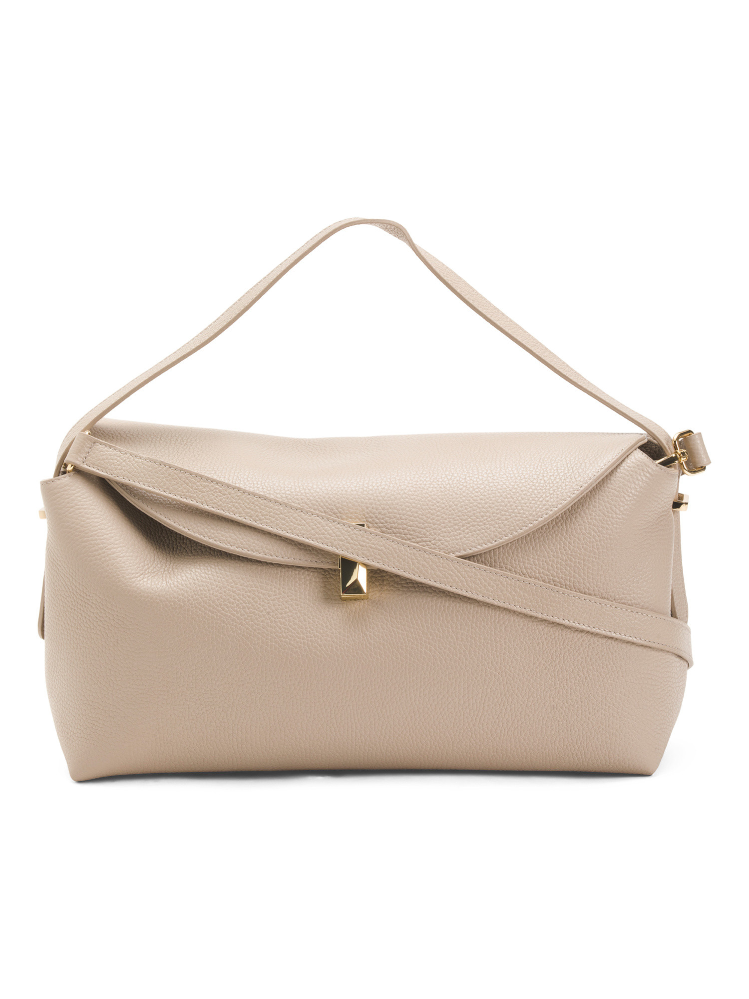 Made In Italy Leather Soft Fold Shoulder Bag With Hardware | TJ Maxx