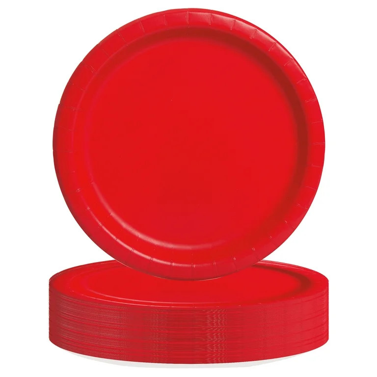 55 Count 9IN Red Paper Dinner Plates by Way To Celebrate | Walmart (US)