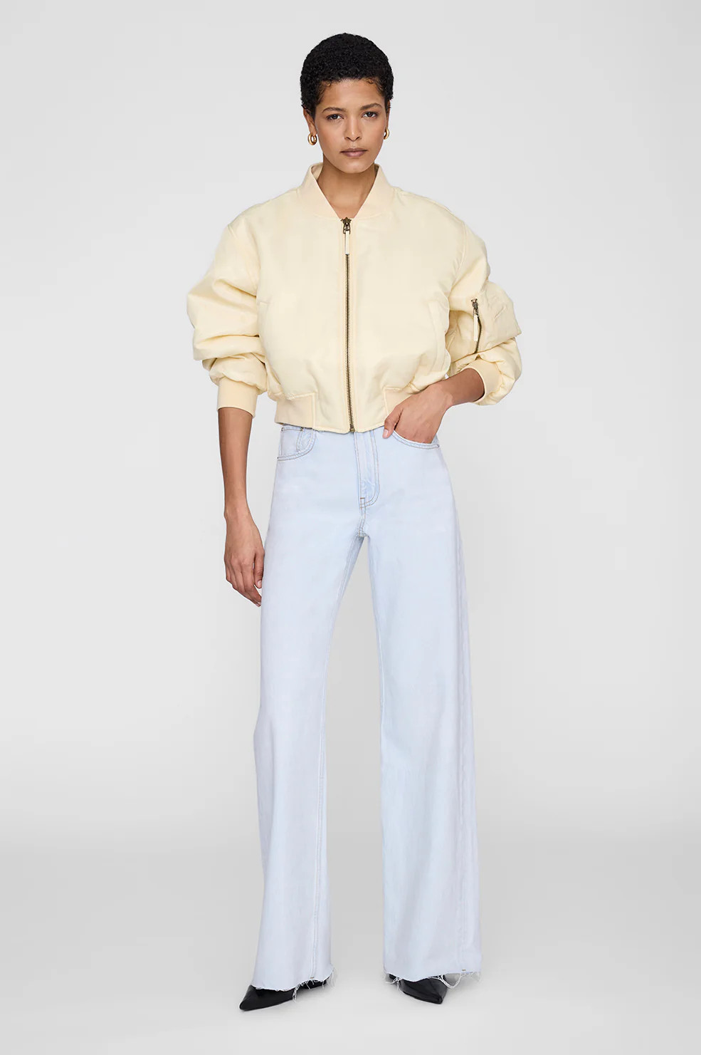 Cropped Leon Bomber - Butter Yellow | Anine Bing