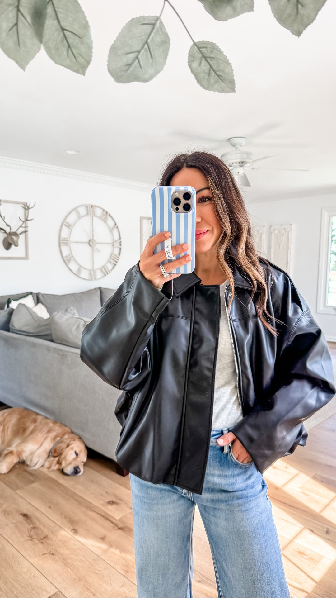 Small black faux leather jacket. Wide leg jeans, 25. Sneaker size now in half.

#LTKOver40 #LTKPetite
