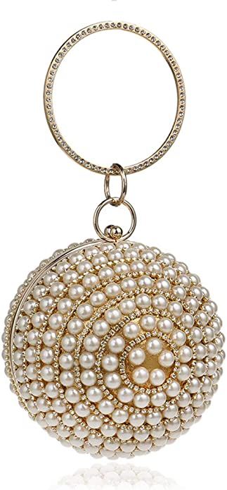 Tngan Womens Evening Bag Round Ball Wedding Handbag Artificial Pearl Purse | Amazon (US)