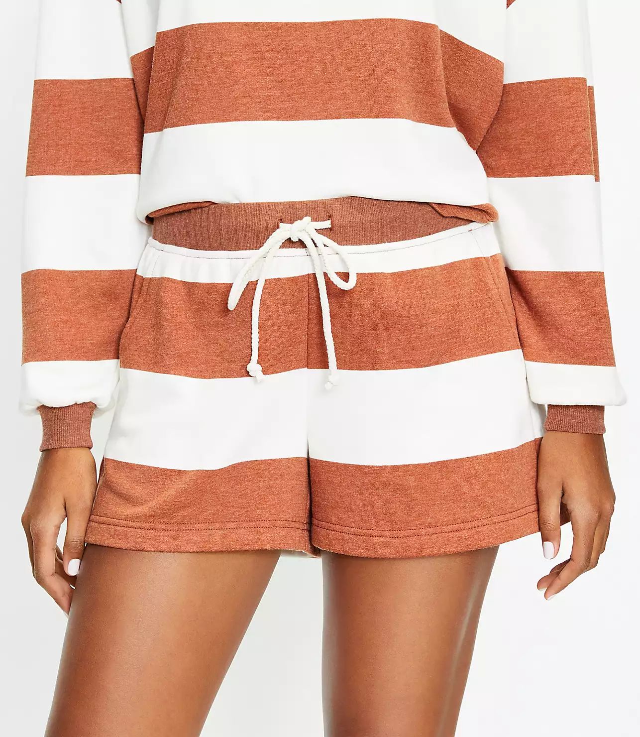 Lou & Grey Striped Cozy Cotton Terry Shorts | LOFT