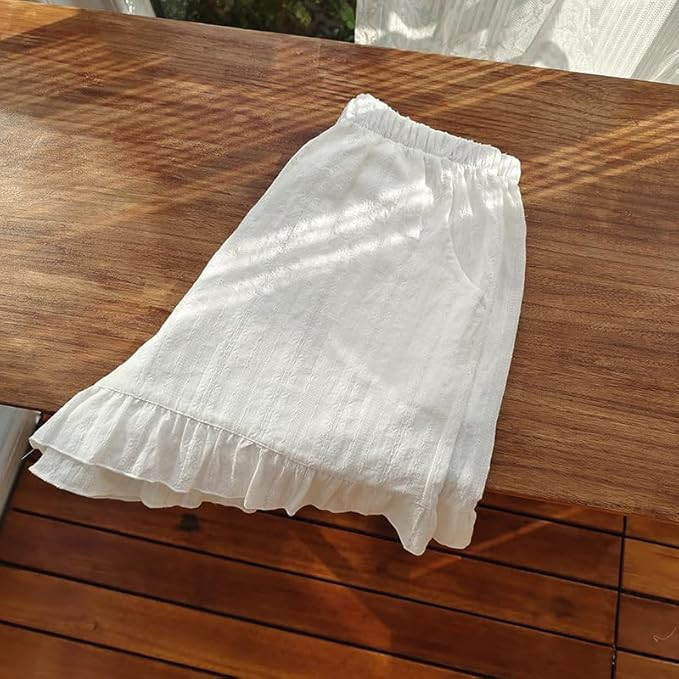 Womens Ruffle Pajama Shorts Cotton Pj Bottoms Cute Lounge Sleep Shorts with Pockets | Amazon (US)