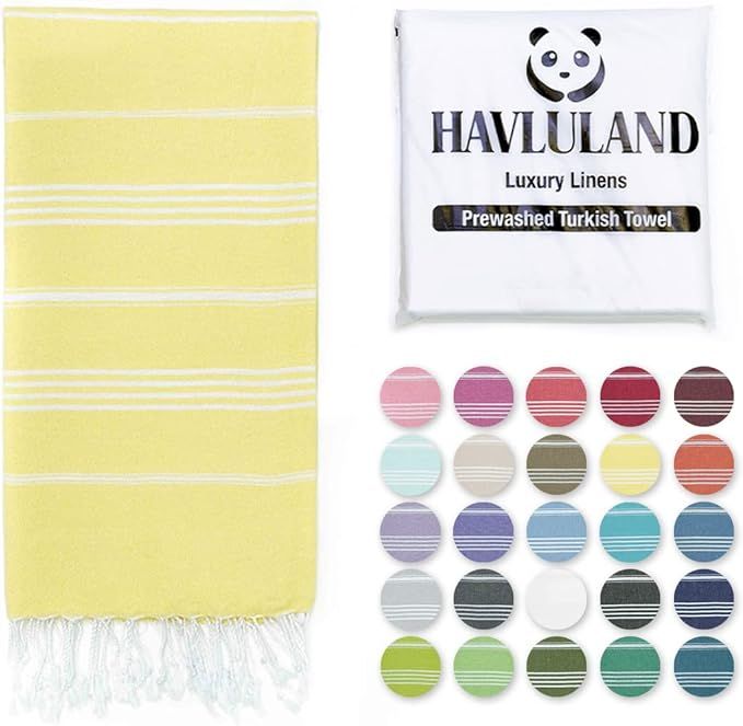 HAVLULAND Turkish Beach Towel 100% Cotton Oversized 71x39 Turkish Bath Towels Sand Free Beach Tow... | Amazon (US)