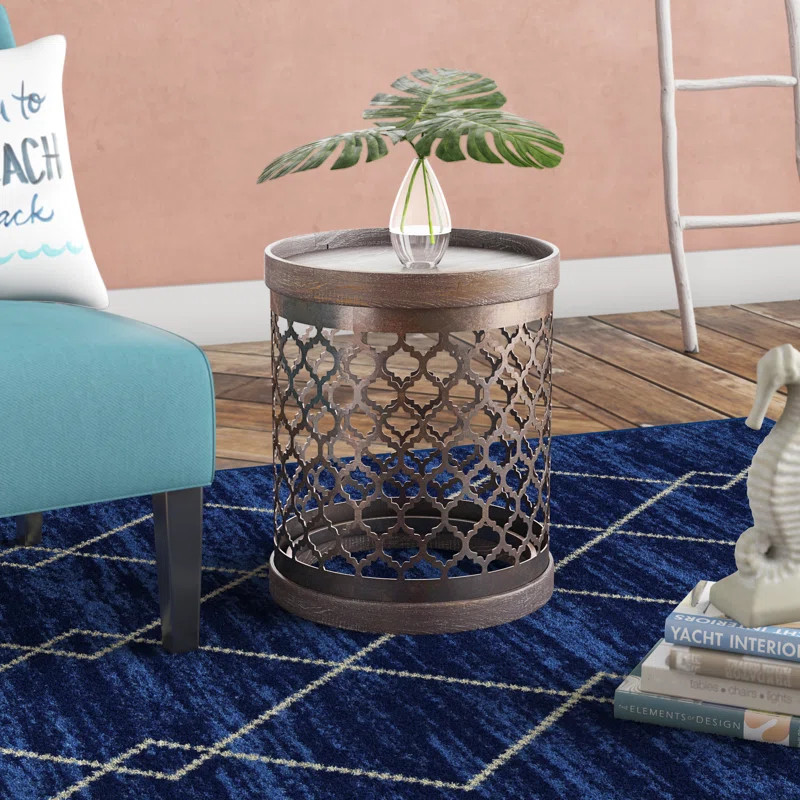 Tawab 18.75'' Tall Iron Drum End Table | Wayfair North America