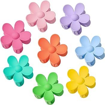 Hair Claw Clips 8PCS Flower Hair Clips for Women and Girls, Strong Hold Matte Claw Flower Shaped ... | Amazon (US)