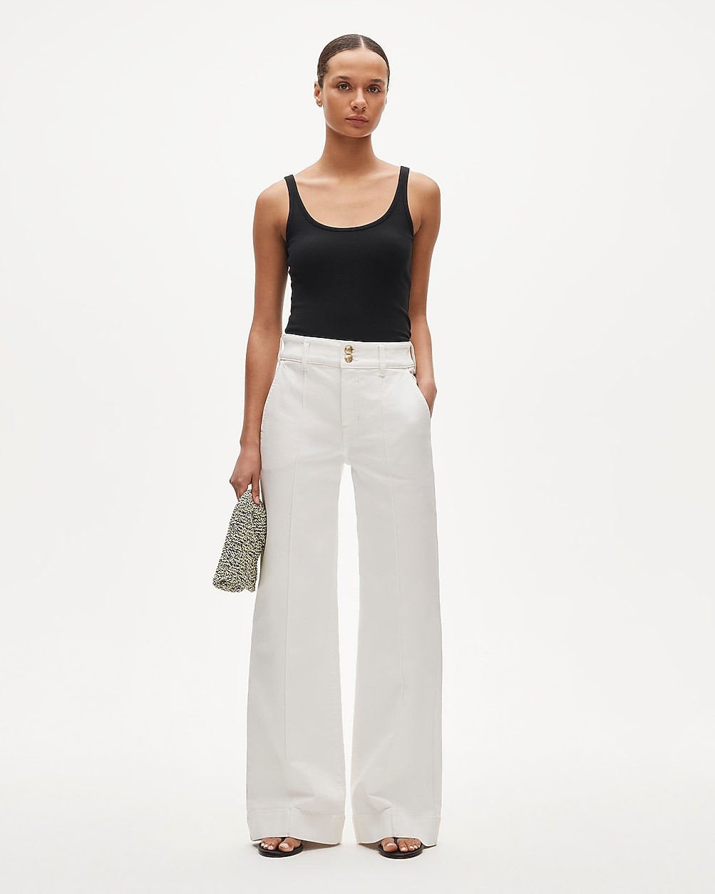 Petite denim trouser jean with stacked buttons | J. Crew US