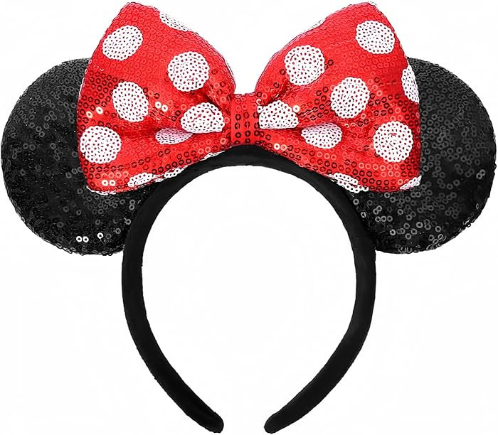 ETLUK Mouse Ears Headband, Mouse Ears Sequin Bow Headbands for Women Girls, Cosplay Accessories P... | Amazon (US)