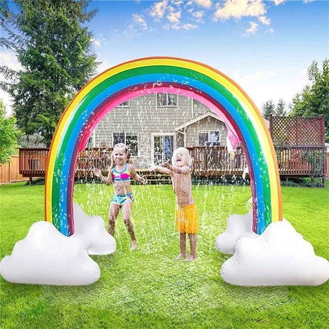Outdoor Rainbow Sprinkler Inflatable Water Sprinkler Toys for Summer Backyard Water Park, 8 x 5.5... | Amazon (US)