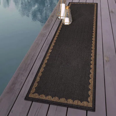 Scallop Border Easy-Care Jute-Style Indoor/Outdoor Flat Woven Area Rug | Wayfair North America