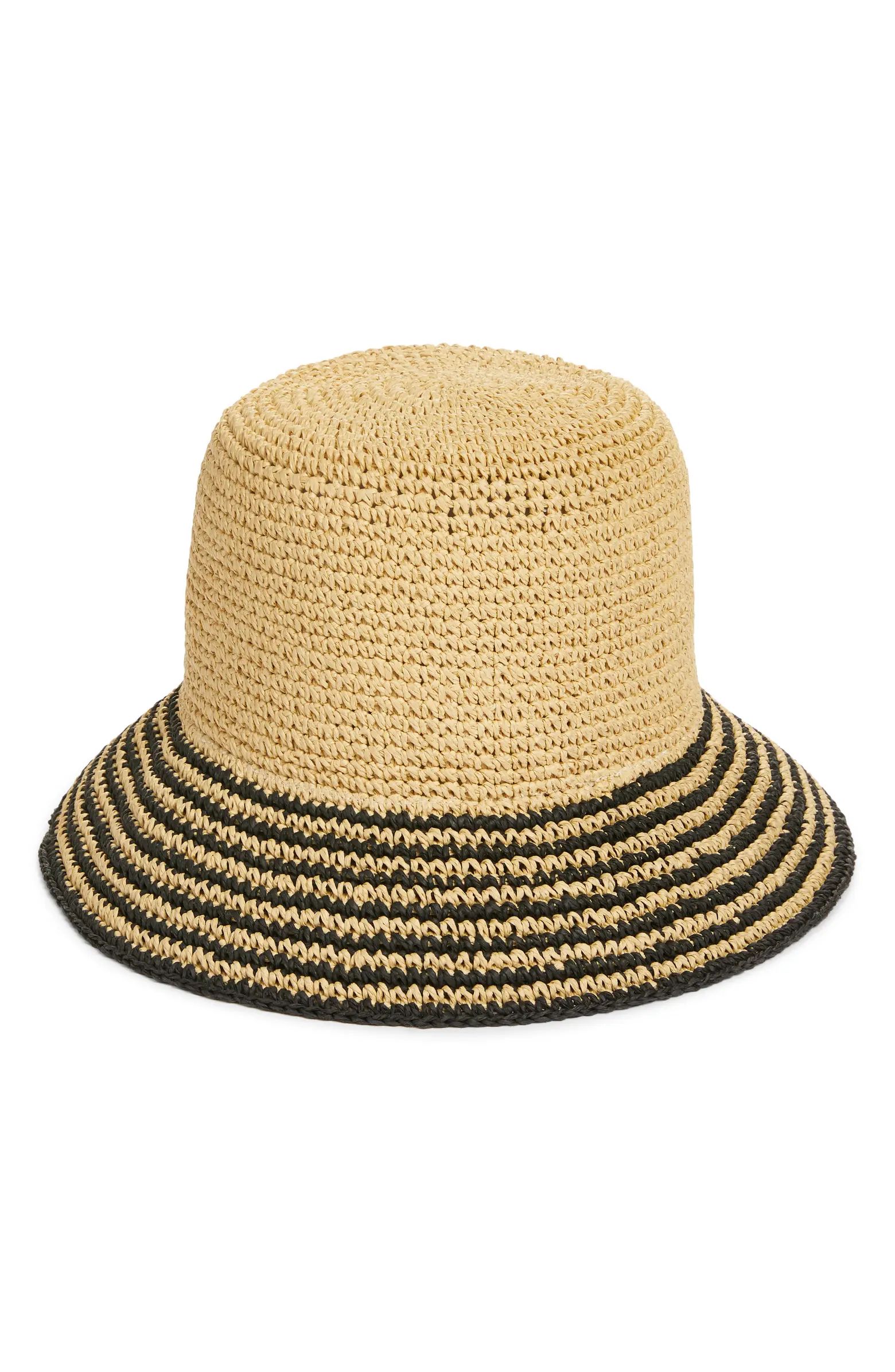 Stripe Brim Straw Bucket Hat | Nordstrom