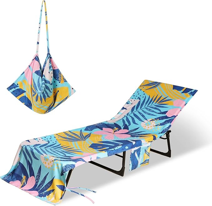 Beach Lounge Chair Towel Cover,Soft Microfiber Chaise Lounge Towel Cover Patio Pool Chairs Cover ... | Amazon (US)