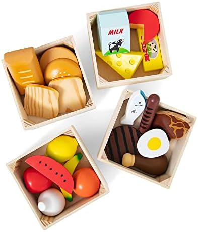 Melissa & Doug Food Groups - 21 Wooden Pieces and 4 Crates, Multi - Play Food Sets For Kids Kitch... | Amazon (US)