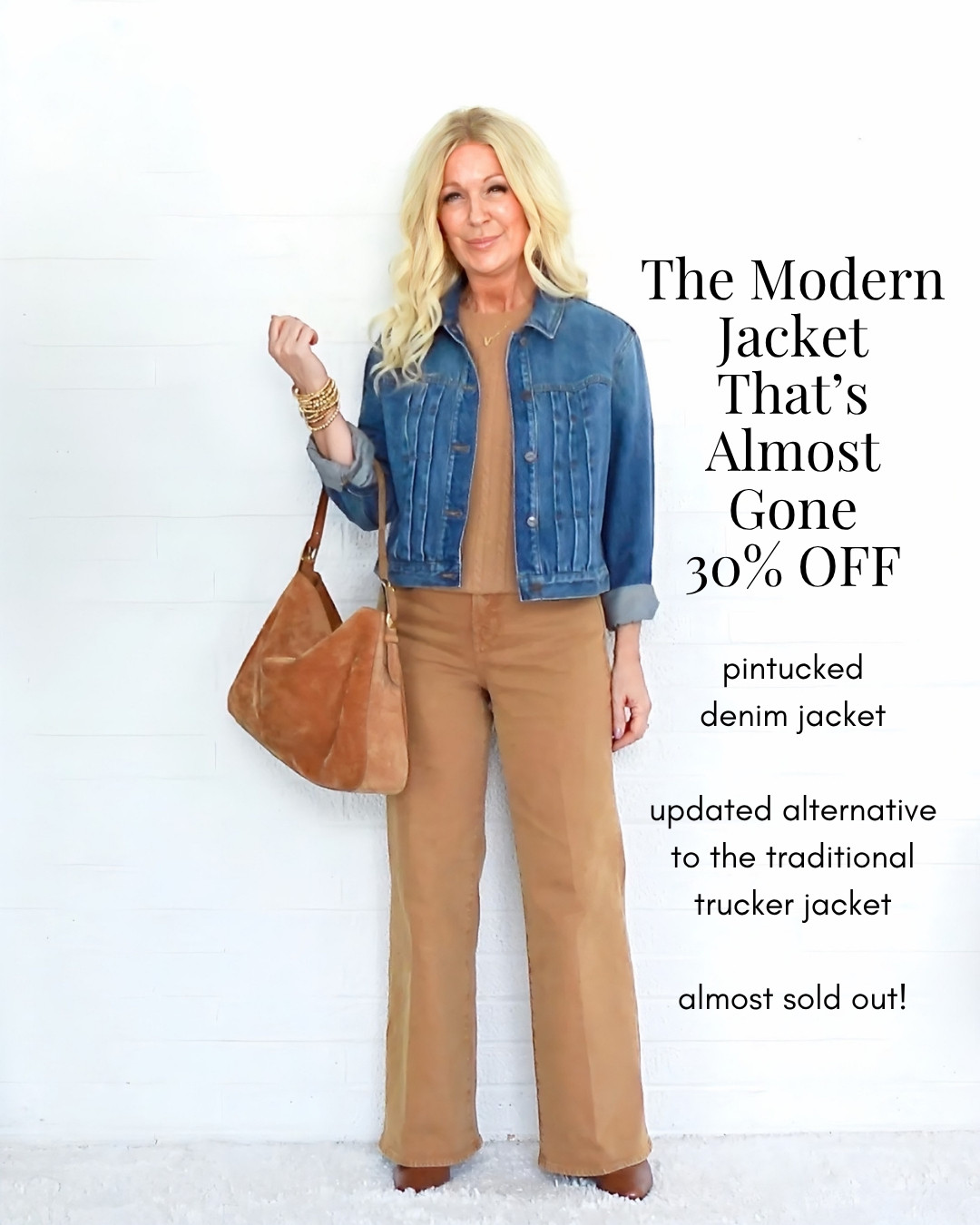 This pintucked denim jacket is a modern update...but its almost gone. 18% PLUS an additional 30% off. 

 #LTKOver40 #LTKSaleAlert #LTKPetite