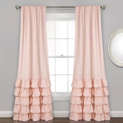 Allison Ruffle 2-Pack Light Filtering 84-Inch Rod Pocket Window Curtain Panels in Blush | Bed Bat... | Bed Bath & Beyond