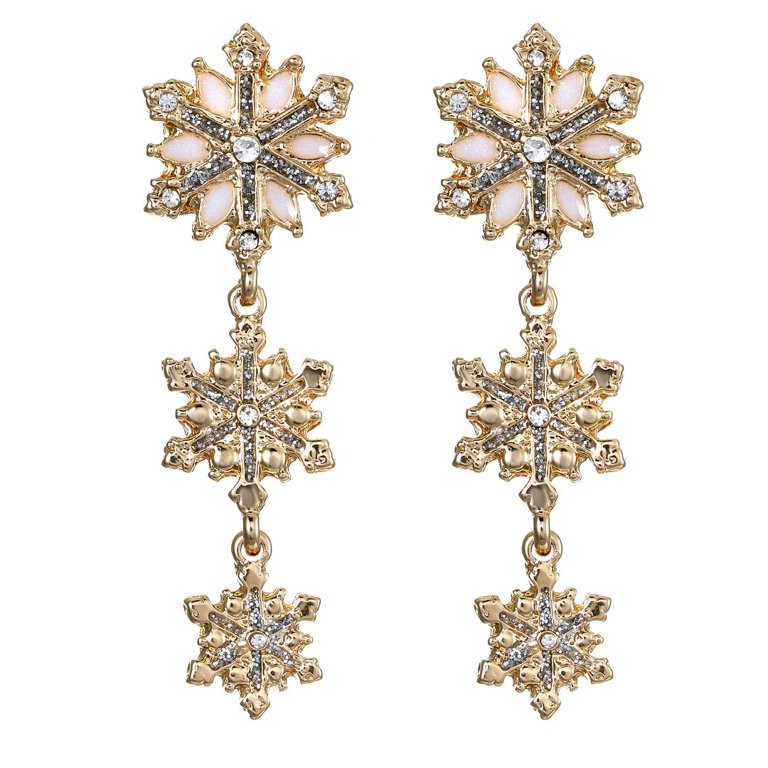 Packed Party Women's Goldtone Snow-Days Snowflake Motif Earrings - Walmart.com | Walmart (US)