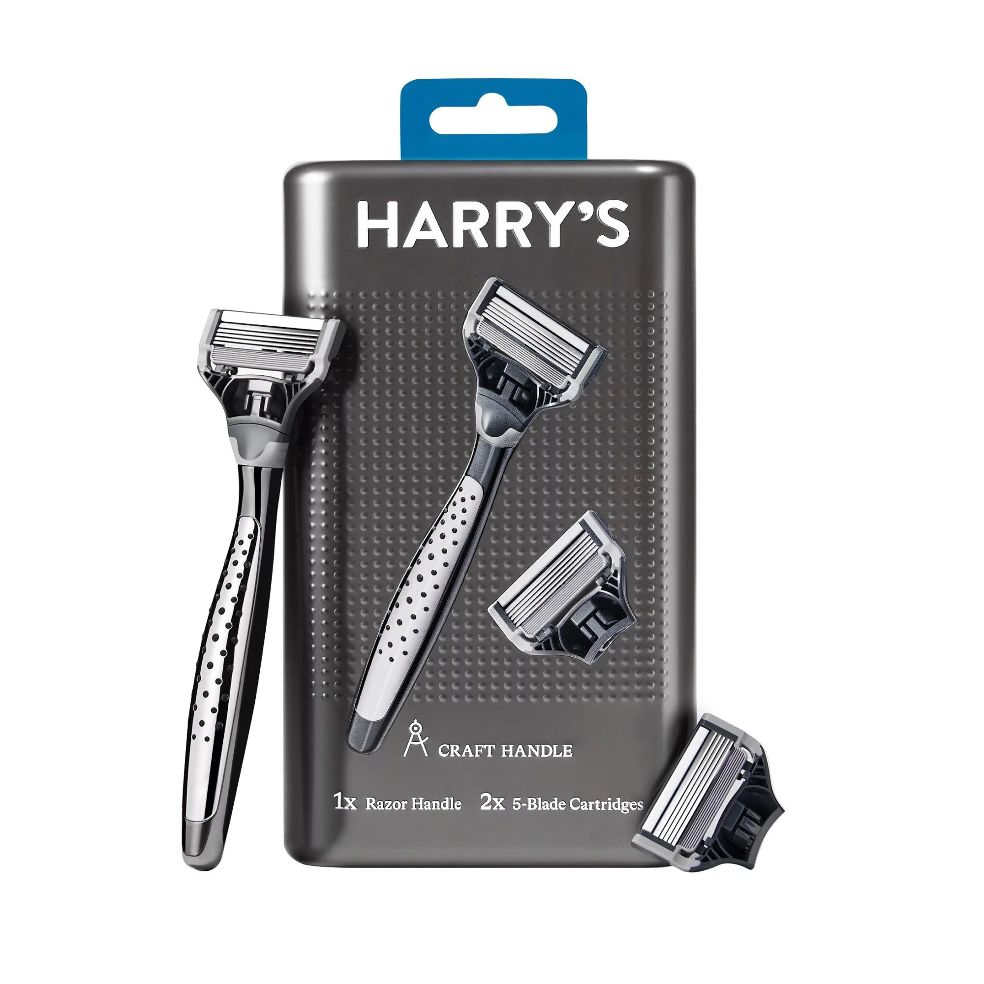 Harry's Men's Manual Craft Razor Handle and Two 5-Blade Razor Cartridges, Metallic | Walmart (US)