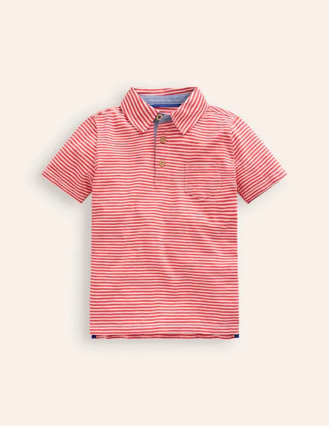 Slub Polo Shirt - Jam Red/ Vanilla Pod | Boden US | Boden (US)