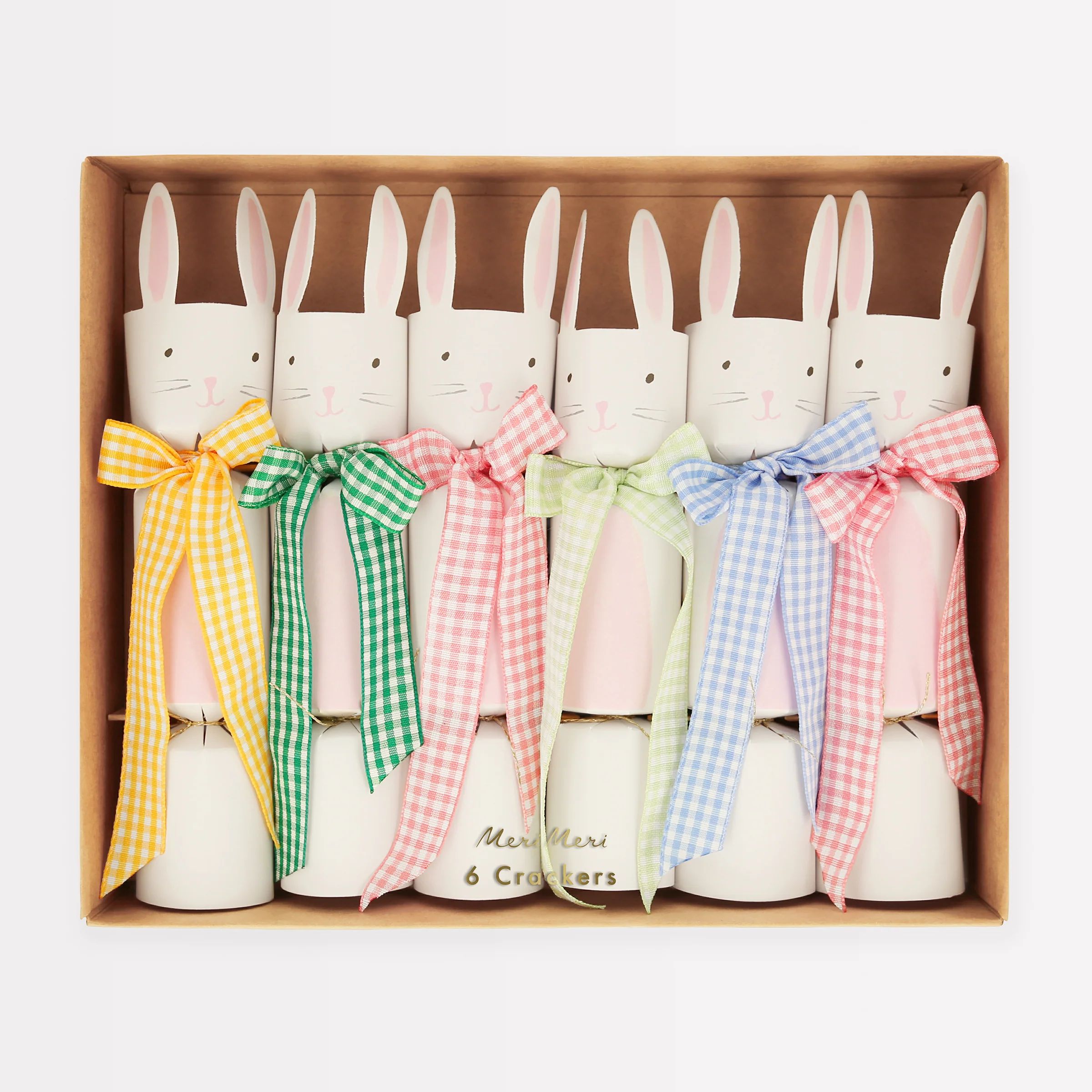 Gingham Bow Bunny Crackers (x 6) | Meri Meri