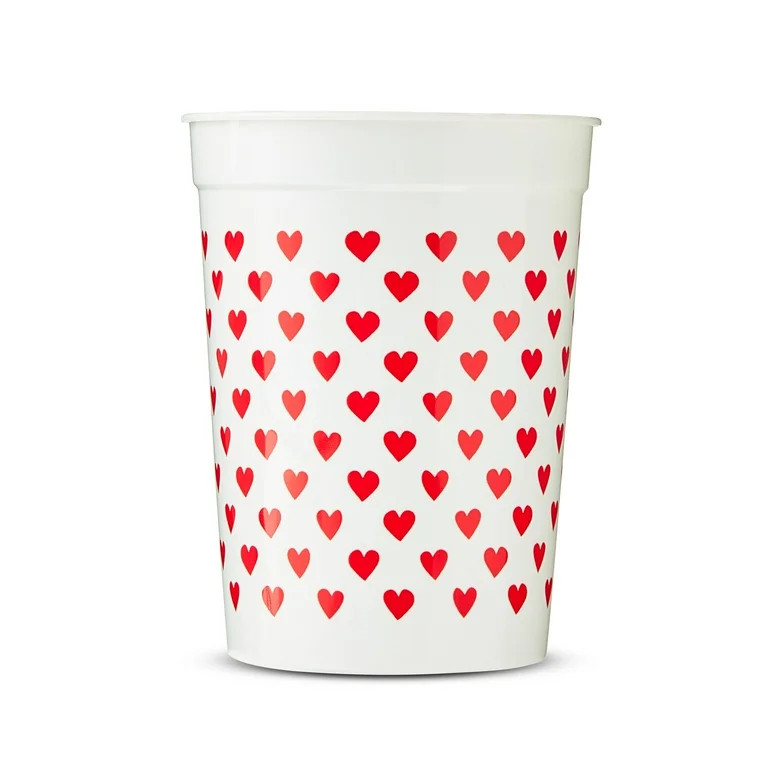 Valentine's Day Red Hearts Plastic Cups, 4 Count, by Way To Celebrate | Walmart (US)