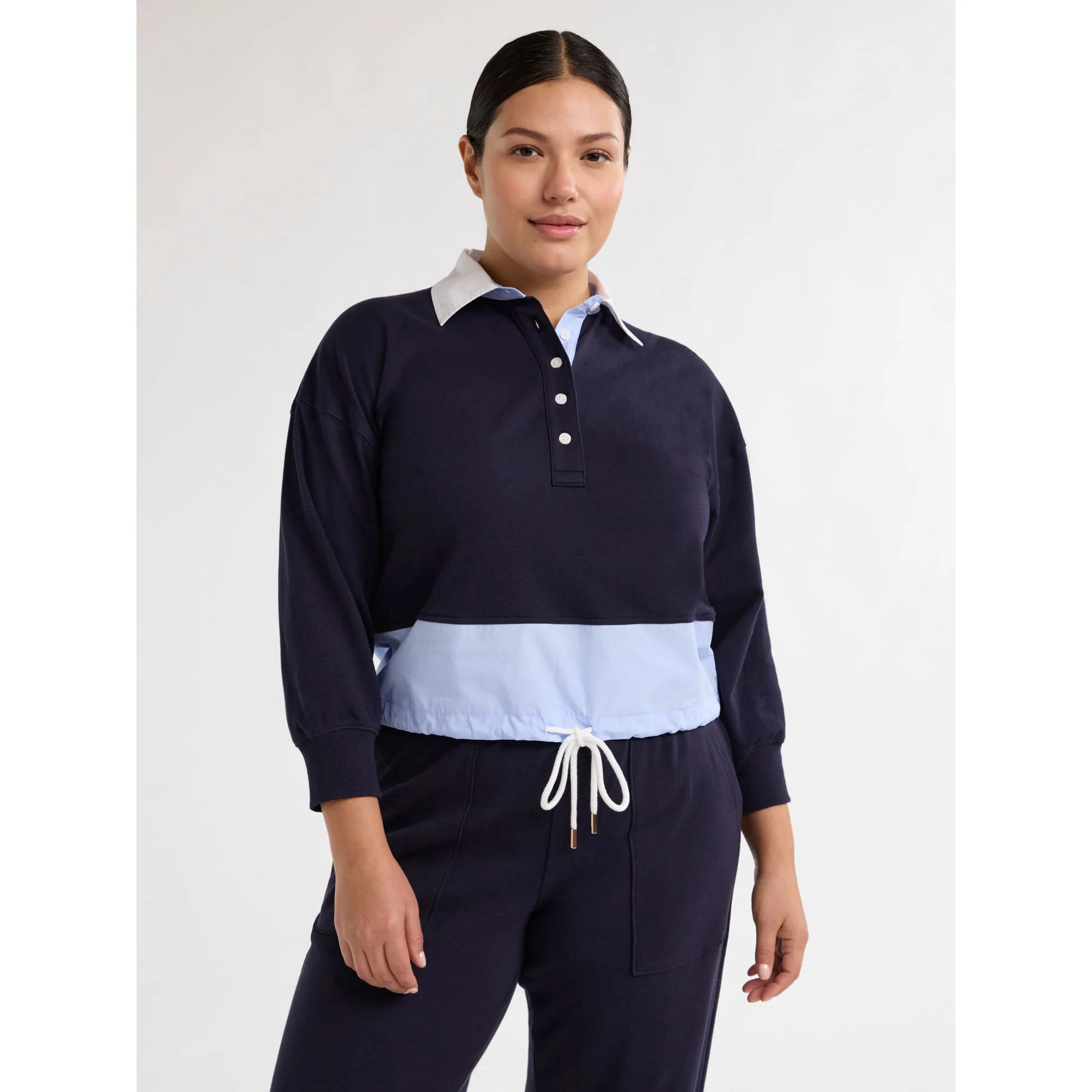 Free Assembly Women’s and Women's Plus Cotton Drawstring Mixy Top, Sizes XS-4X | Walmart (US)