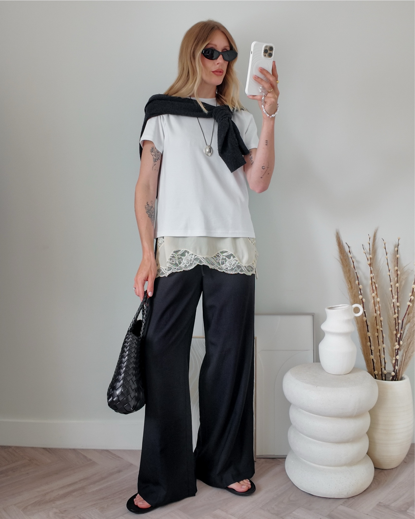 Summer outfit | lace cami | linen trousers | wide leg trousers | white t-shirt | The Row inspired | minimal | capsule wardrobe | Zara lace cami 

#LTKuk #LTKsummer #LTKstyletip