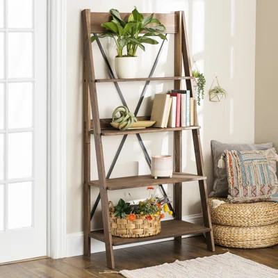 68" H x 35" W 4-Tier Solid Wood Ladder Bookshelf | Wayfair North America