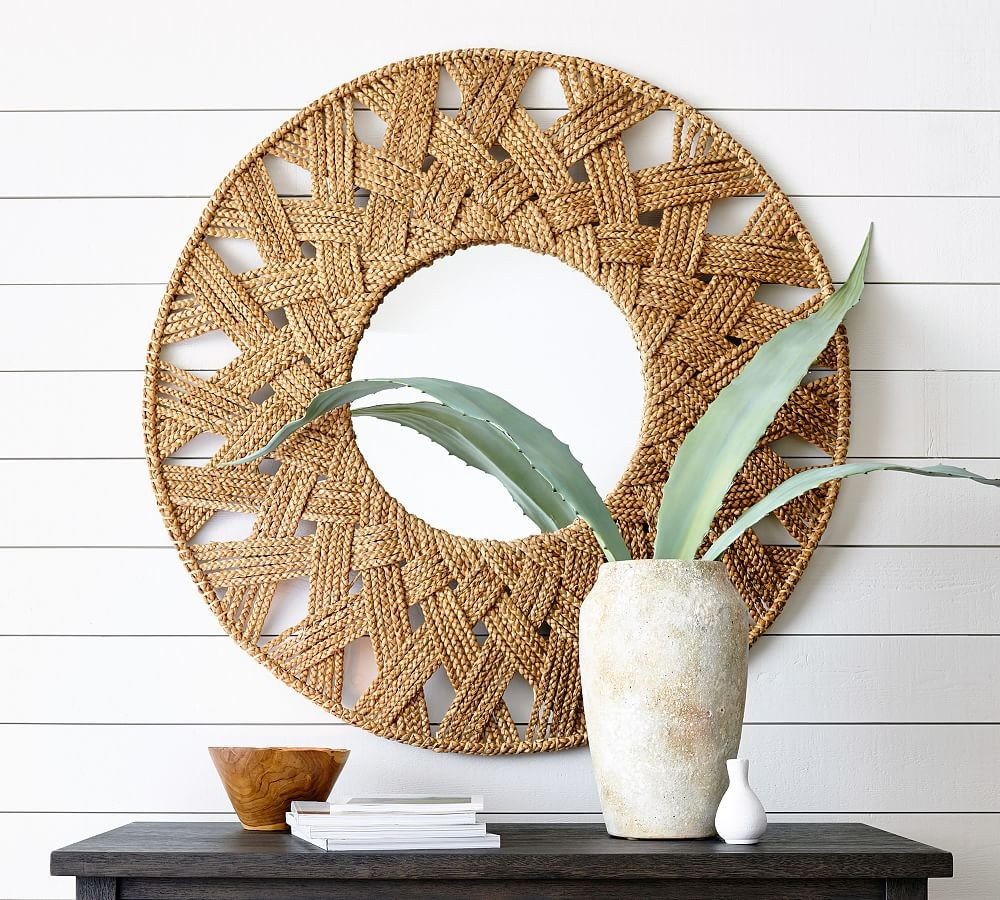 Stinson Woven Round Mirror, 45 | Pottery Barn (US)