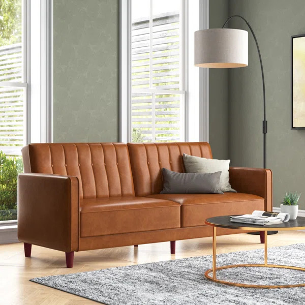 Calwa 81.5'' Faux Leather Square Arm Sleeper | Wayfair Professional