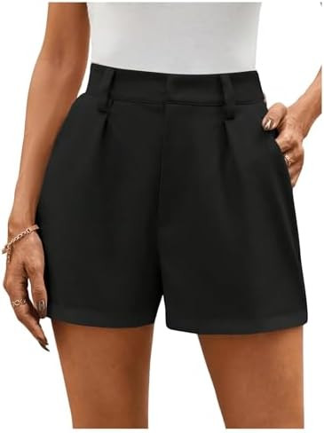 MakeMeChic Women's Summer Dressy Casual Shorts Plaid Elastic High Waisted Tailored Shorts Work Wi... | Amazon (US)