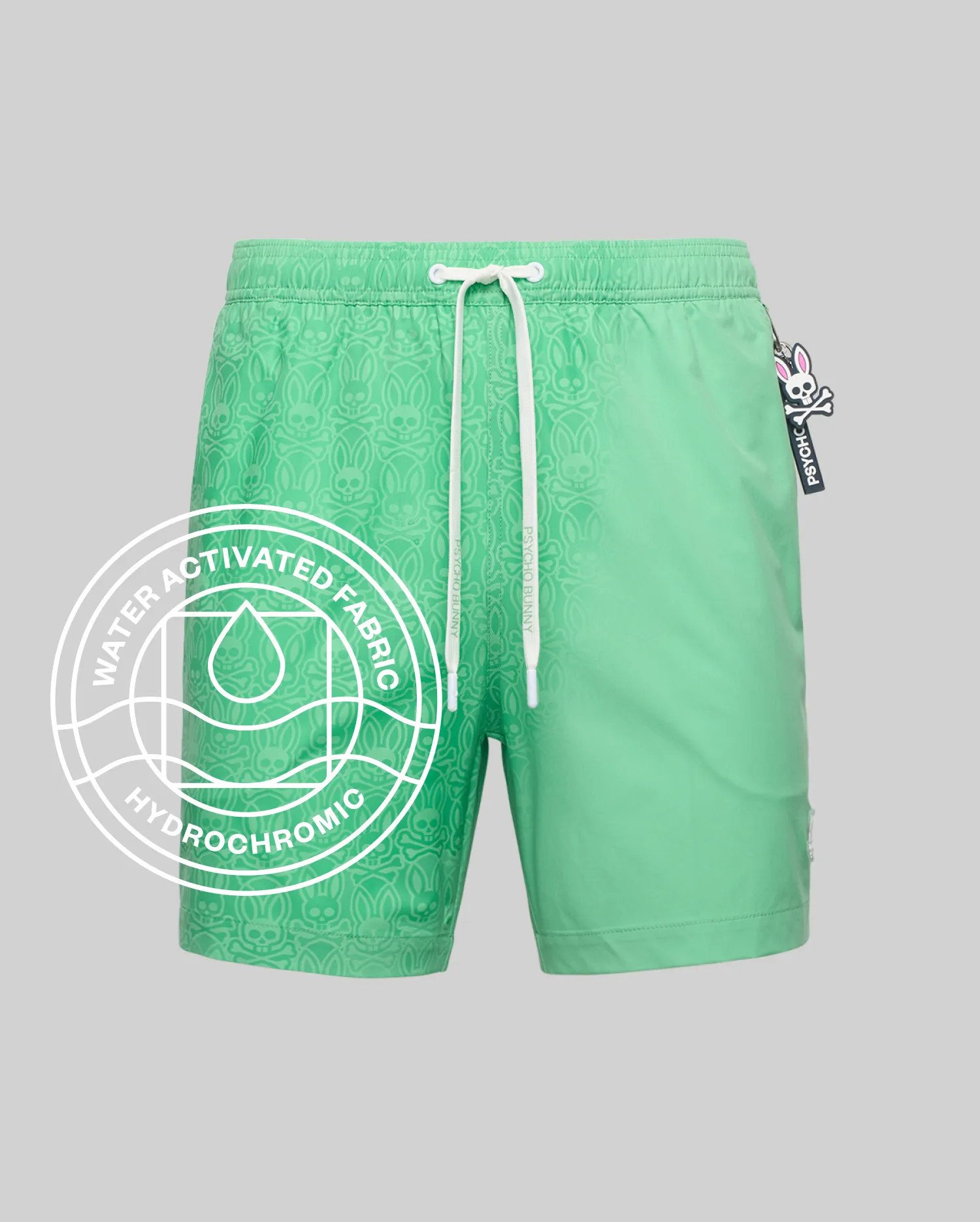 Men's Samos Hydrochromic Printed Swim Trunk 6" 324 LIGHT GRASS GREEN / M | Psycho Bunny (US)
