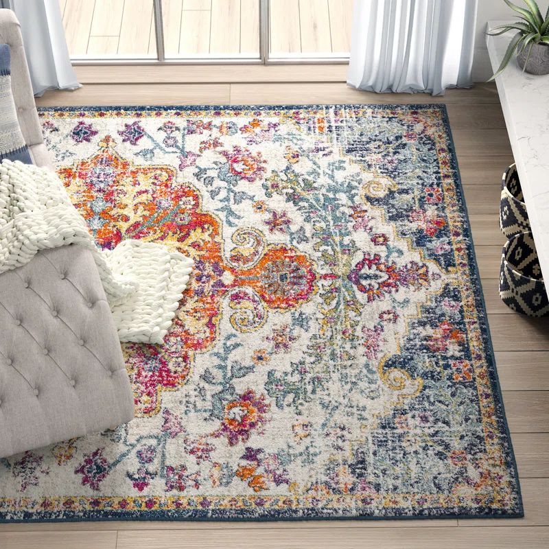 Hillsby Performance Blue/Orange Rug | Wayfair North America