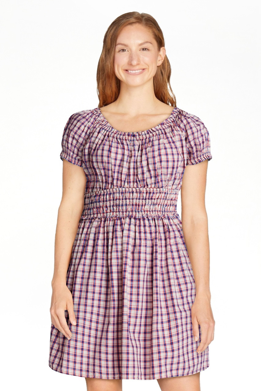 Time and Tru Women's and Women's Plus Cotton Peasant Mini Dress With Puff Sleeves, Sizes XS-4X | Walmart (US)
