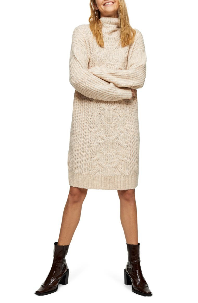 Topshop Central Cable Long Sleeve Sweater Dress | Nordstrom | Nordstrom