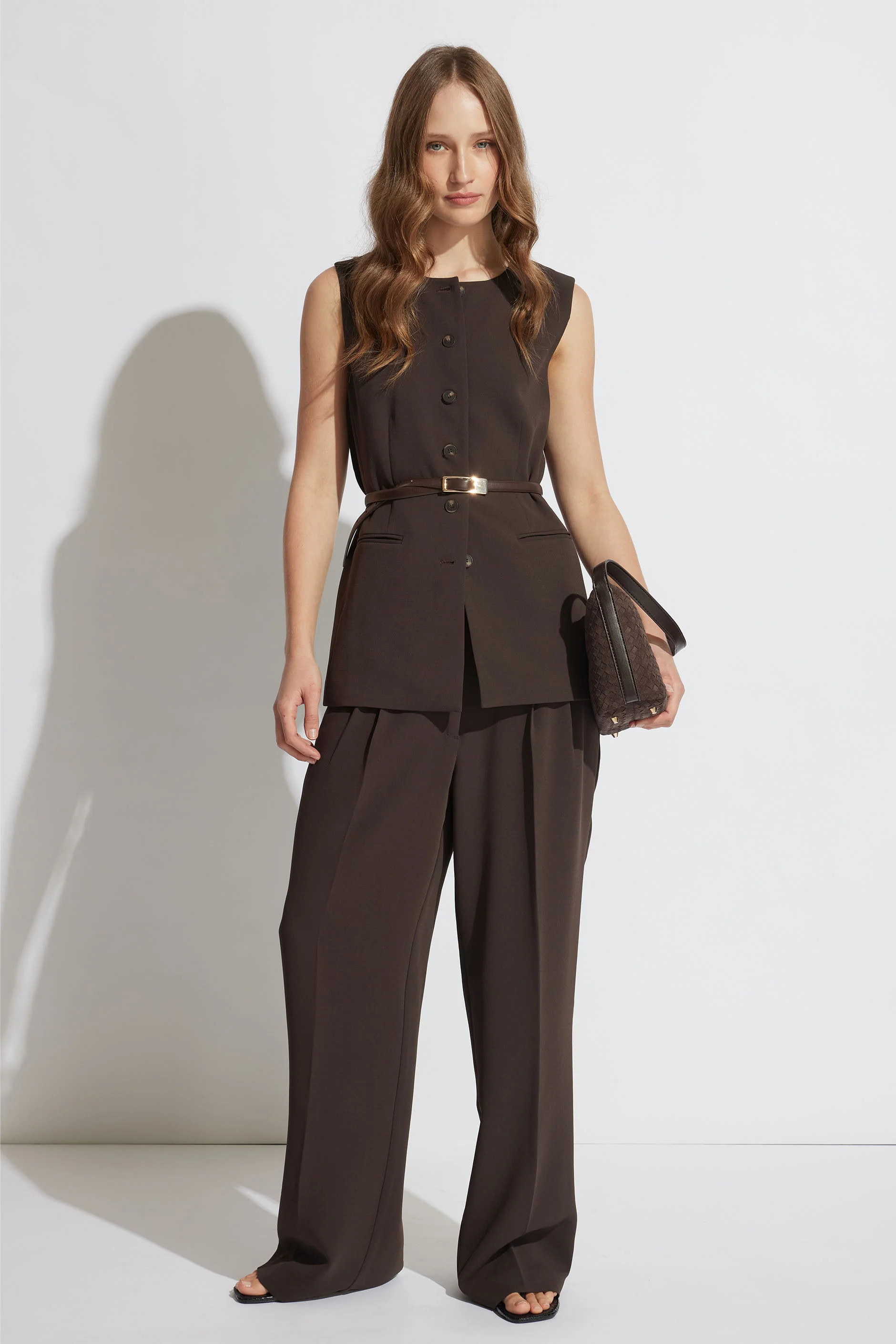 Carmen Tailored Pant  - Bitter Chocolate | DECJUBA | DECJUBA