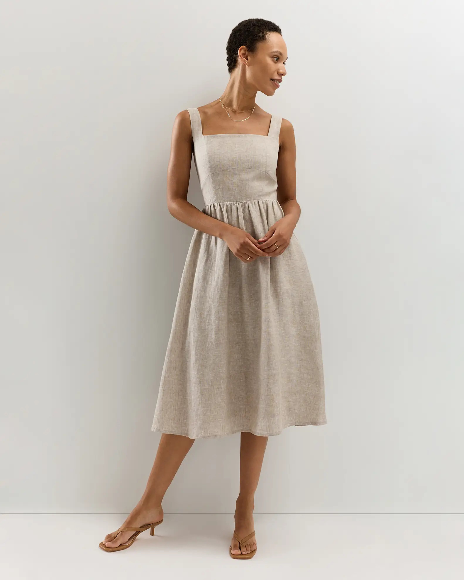 100% European Linen Fit & Flare Midi Dress | Quince