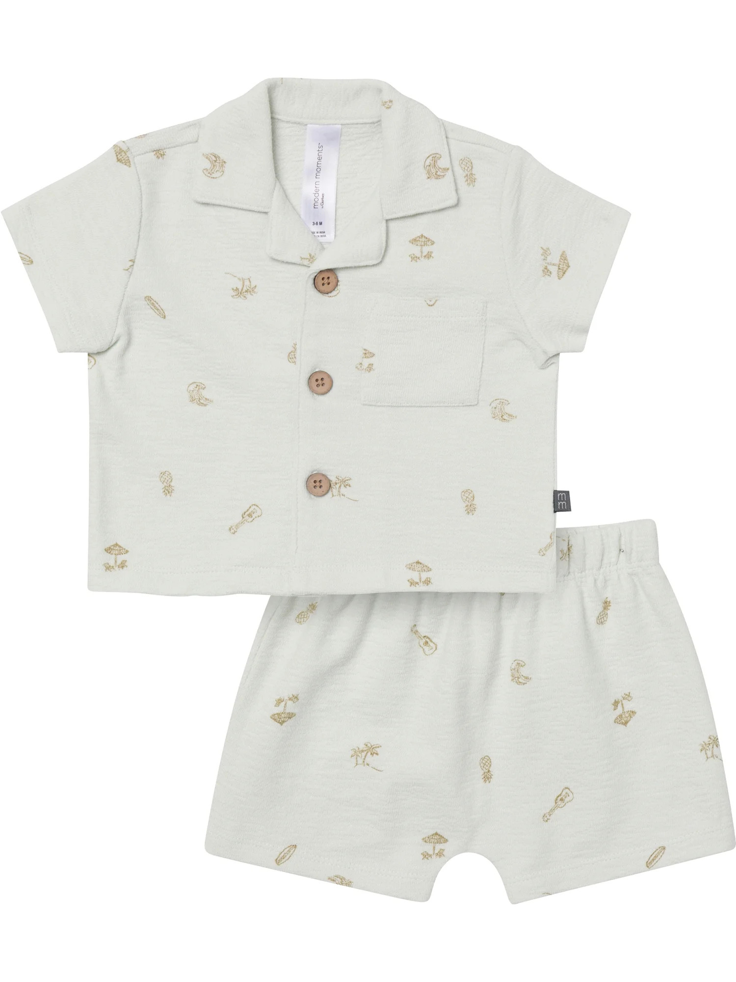 Modern Moments by Gerber Baby Boy Button Down Shirt and Short Outfit Set, 2-Piece, 0/3 Months - 2... | Walmart (US)