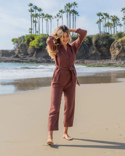 Astrid Cotton Pocketed Jumpsuit - Chocolate - SALE | VICI Collection