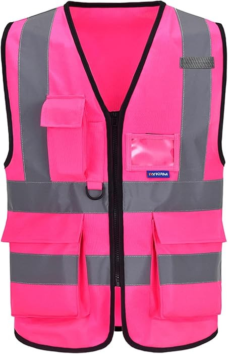 A-SAFETY Pink High Visibility Vest,Reflective Safety Vest Workwear 7 Pockets Hi Vis Durable Vest ... | Amazon (US)