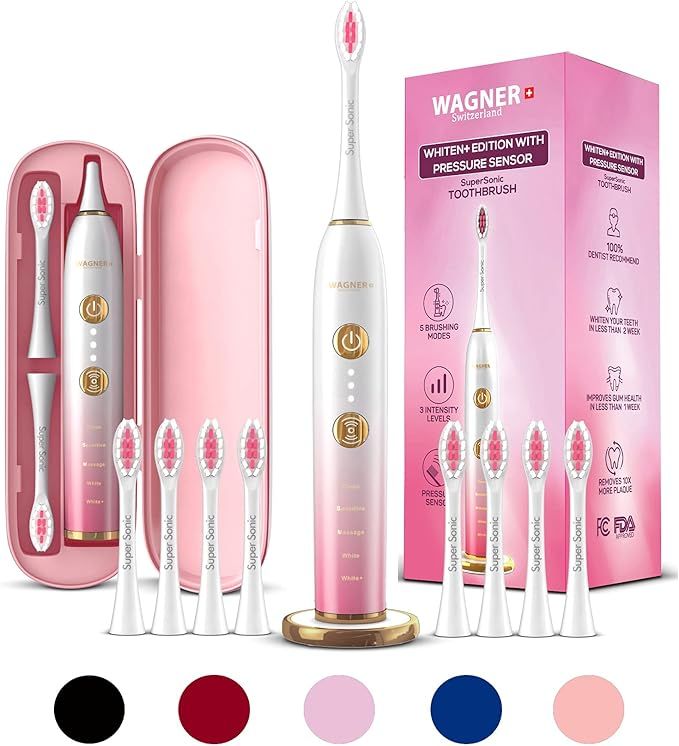 WAGNER Switzerland WHITEN+ Edition. Smart Electric Toothbrush with Pressure Sensor. 5 Brushing Mo... | Amazon (US)