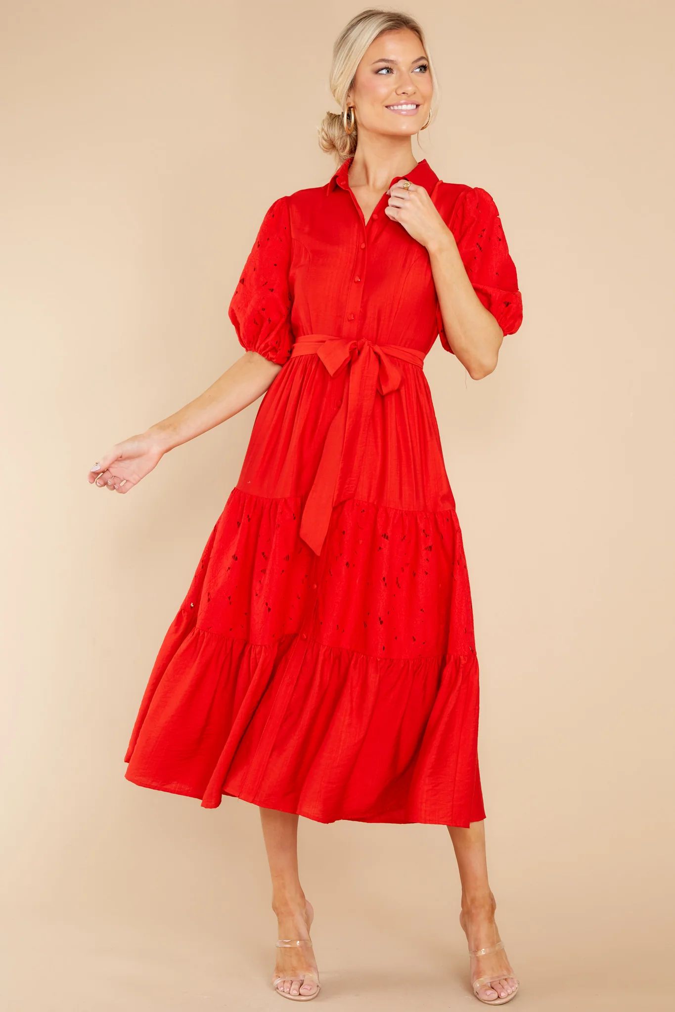 Win Their Hearts Red Midi Dress | Red Dress 
