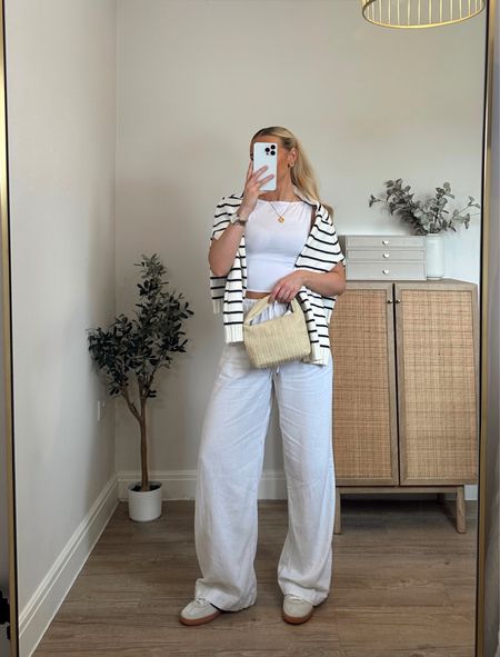 Stripe jumper styling 🤍
Wearing size 8 regular in my linen trousers, I’ve linked some similar ones as well! 

#LTKeurope
