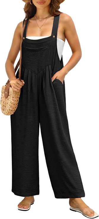 IWOLLENCE Women's Summer Jumpsuits Boho Wide Leg Overalls Casual Loose Rompers with Pockets 2026 | Amazon (US)
