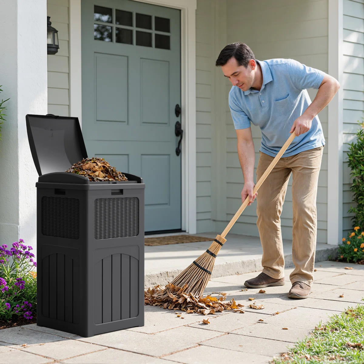 35 Gallon Outdoor Manual Lift Trash Hideaway Container | Wayfair North America