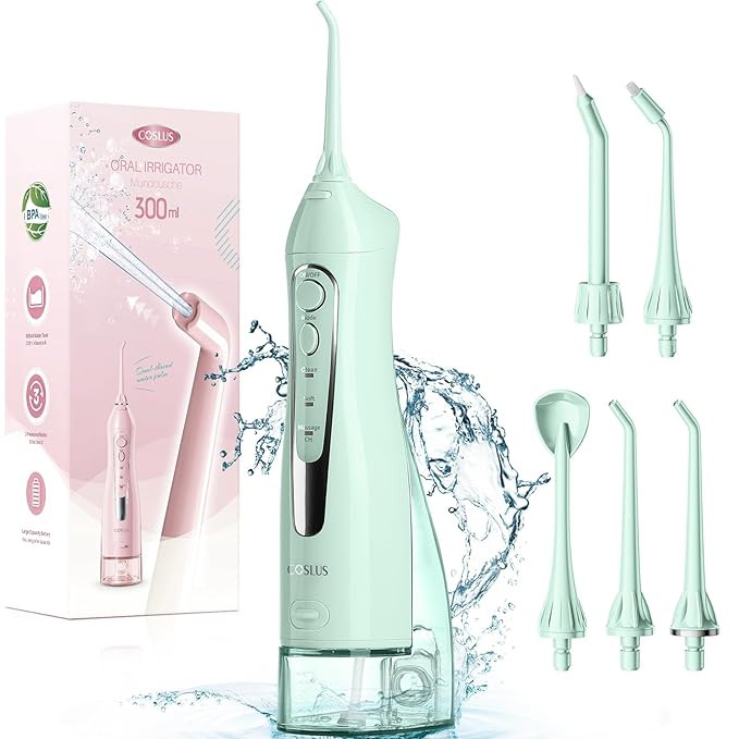 COSLUS Water Dental Flosser Teeth Pick: Portable Cordless Oral Irrigator 300ML Rechargeable Trave... | Amazon (US)
